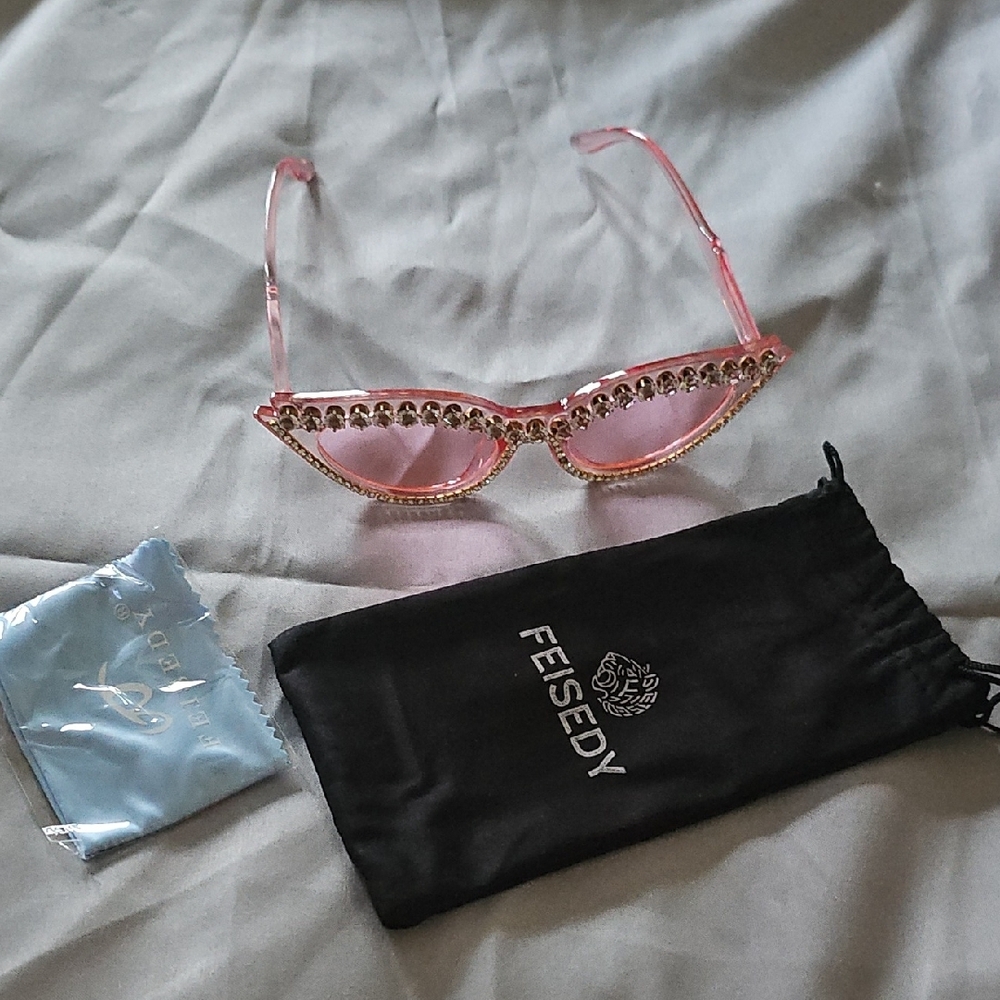 Pink Rhinestone Cat-Eye Sunglasses - Picture 2 of 6